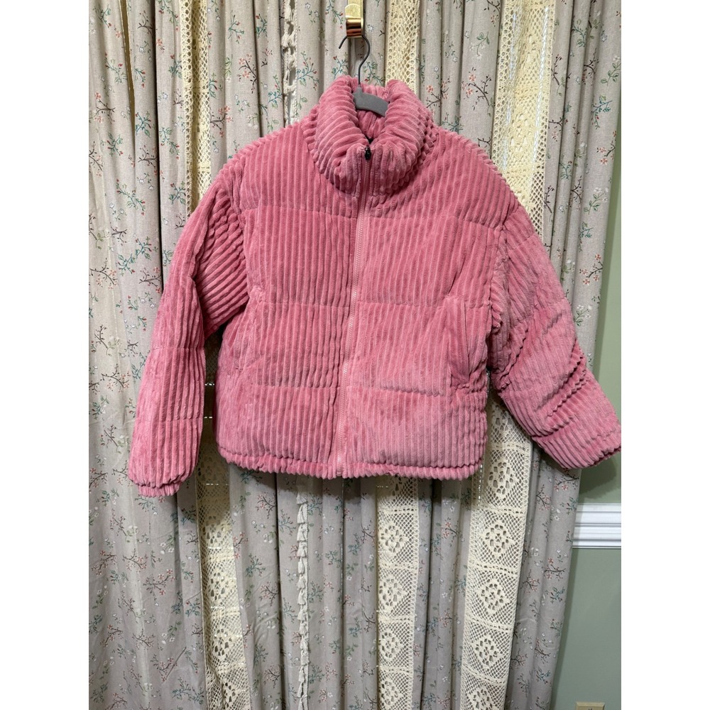 J.NNA Pink Corduroy Puffer Jacket Oversized Coat Size M